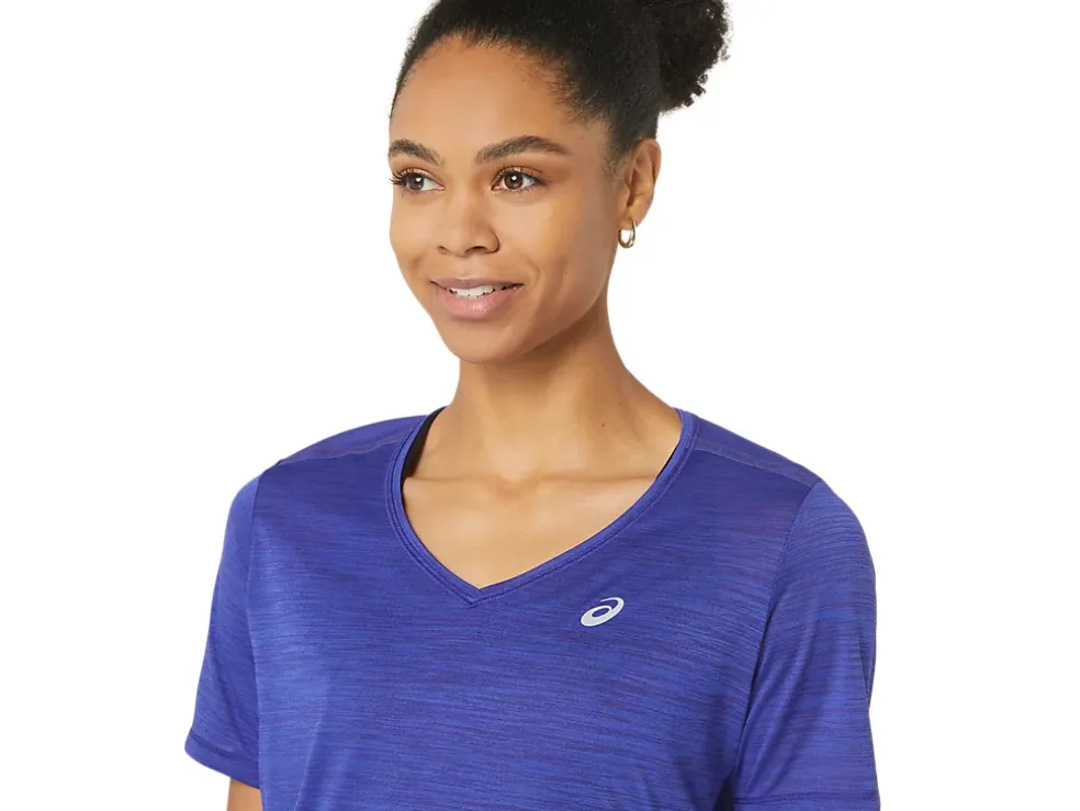 Best Sale ASICS RACE V-NECK SHORT SLEEVE TOP Eggplant/Night Shade