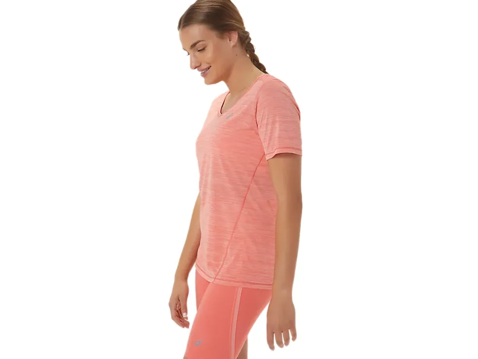 Outlet ASICS RACE V-NECK SHORT SLEEVE TOP Papaya/Guava