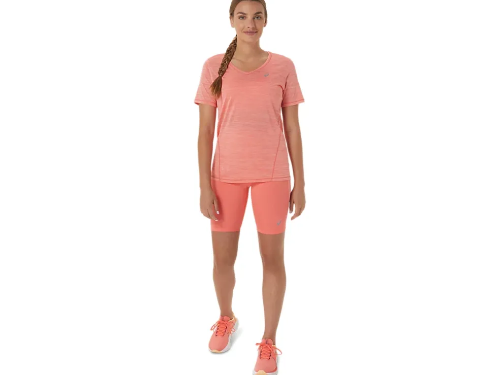 Outlet ASICS RACE V-NECK SHORT SLEEVE TOP Papaya/Guava