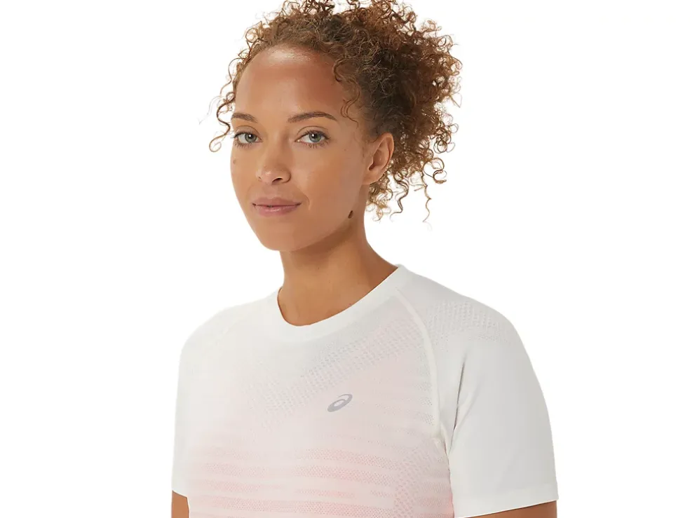 Sale ASICS SEAMLESS SHORT SLEEVE TOP Cream/Papaya