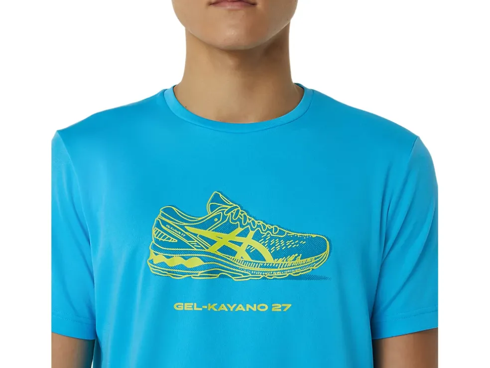 New ASICS SHOE GRAPHIC SHORT SLEEVE TEE Digital Aqua