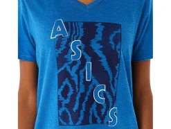 Shop ASICS SHORT SLEEVE PRINT V-NECK Lake Drive Heather