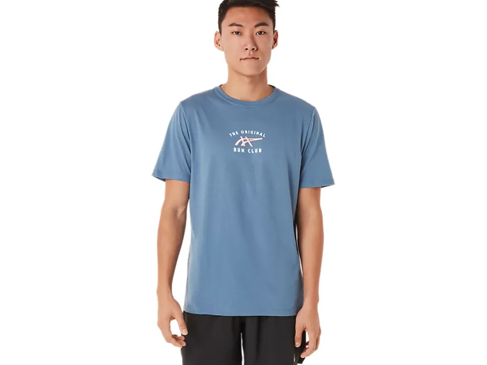 Fashion ASICS SHORT SLEEVE RUN CLUB TEE Storm Blue