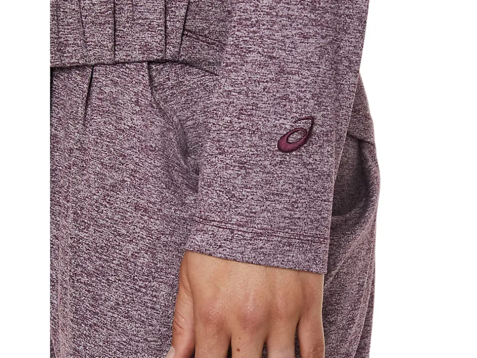 Sale ASICS SOFT STRETCH KNIT FULL ZIP HOODIE Deep Mars Heather