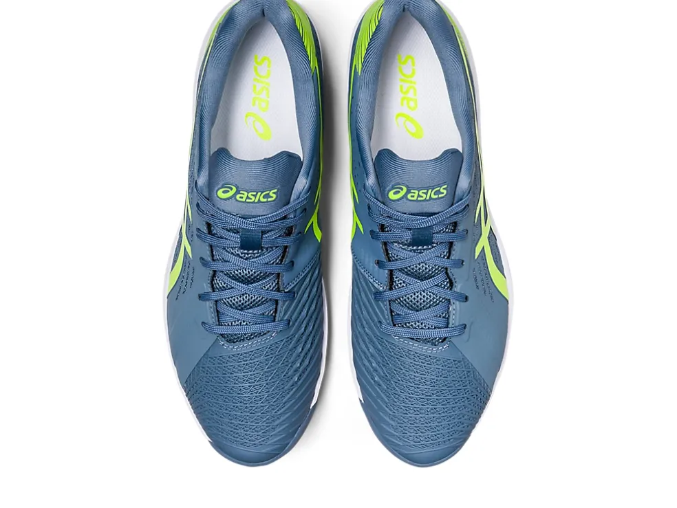 Cheap ASICS SOLUTION SWIFT FF CLAY Steel Blue/Hazard Green