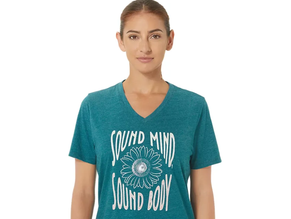 Cheap ASICS SUNFLOWER SLOGAN V-NECK Velvet Pine Heather