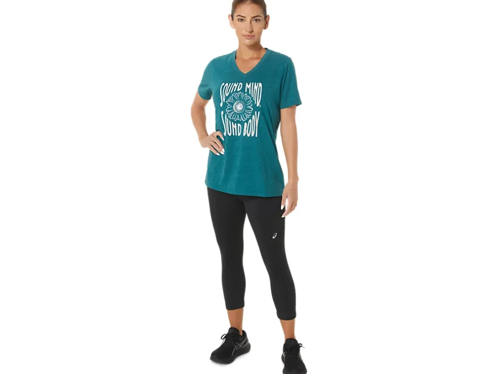 Cheap ASICS SUNFLOWER SLOGAN V-NECK Velvet Pine Heather
