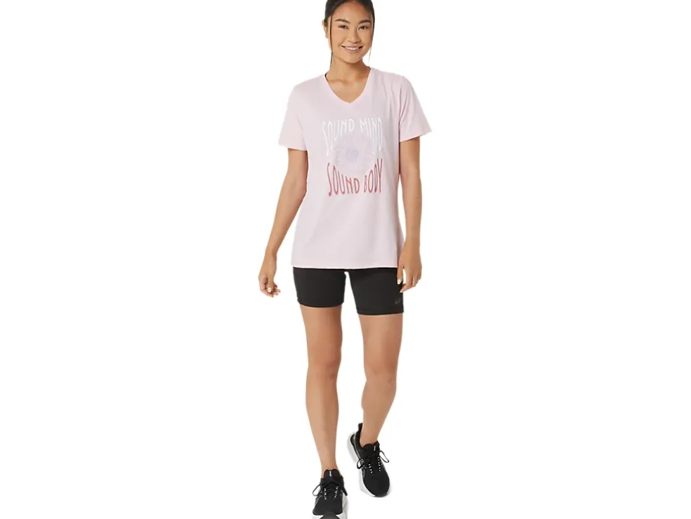 Cheap ASICS SUNFLOWER SLOGAN V-NECK Pink Salt