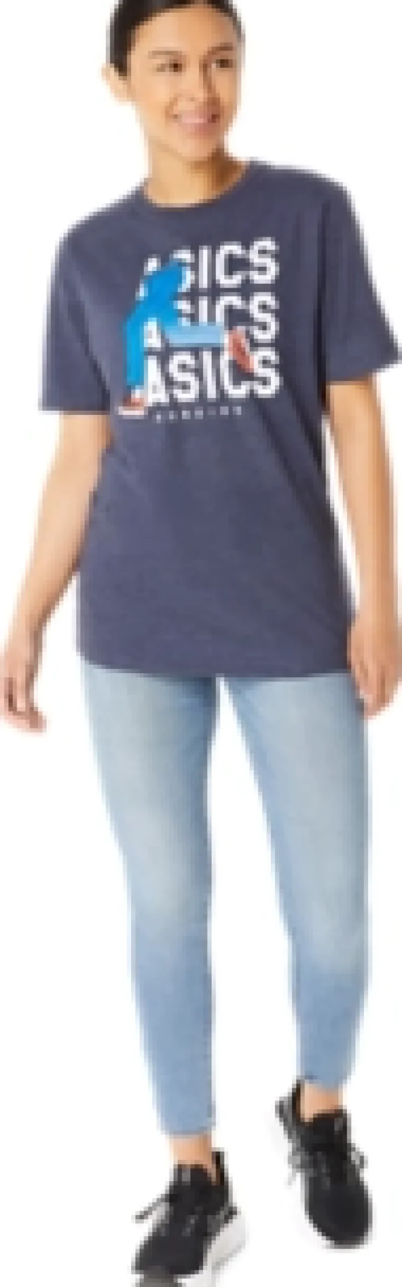 Fashion ASICS UNISEX BLUE JEAN MILE CREW TEE Peacoat Heather