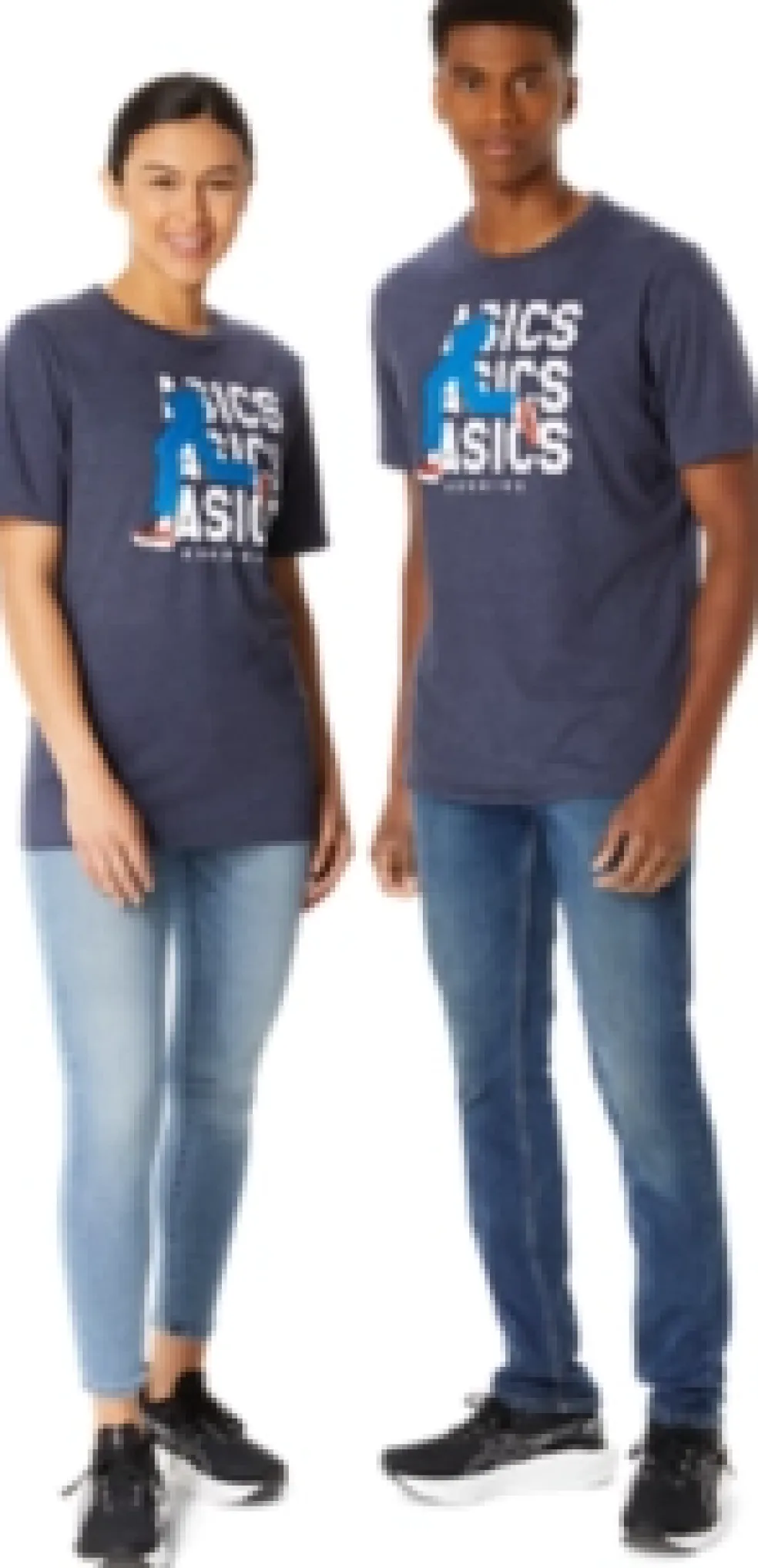 Fashion ASICS UNISEX BLUE JEAN MILE CREW TEE Peacoat Heather