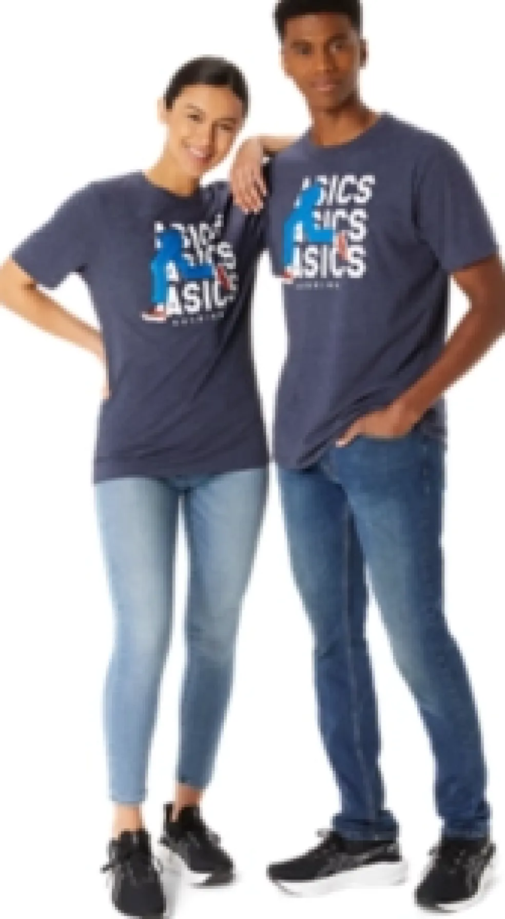 Fashion ASICS UNISEX BLUE JEAN MILE CREW TEE Peacoat Heather