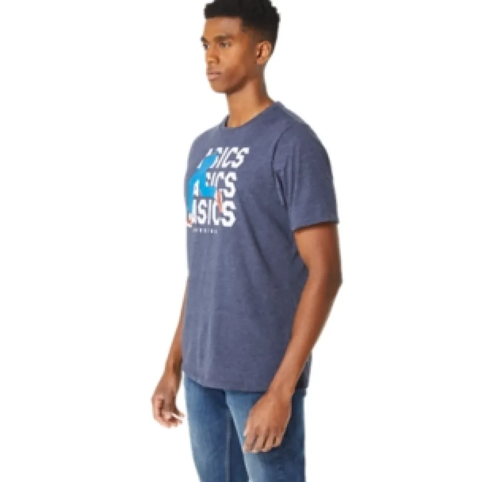 Fashion ASICS UNISEX BLUE JEAN MILE CREW TEE Peacoat Heather