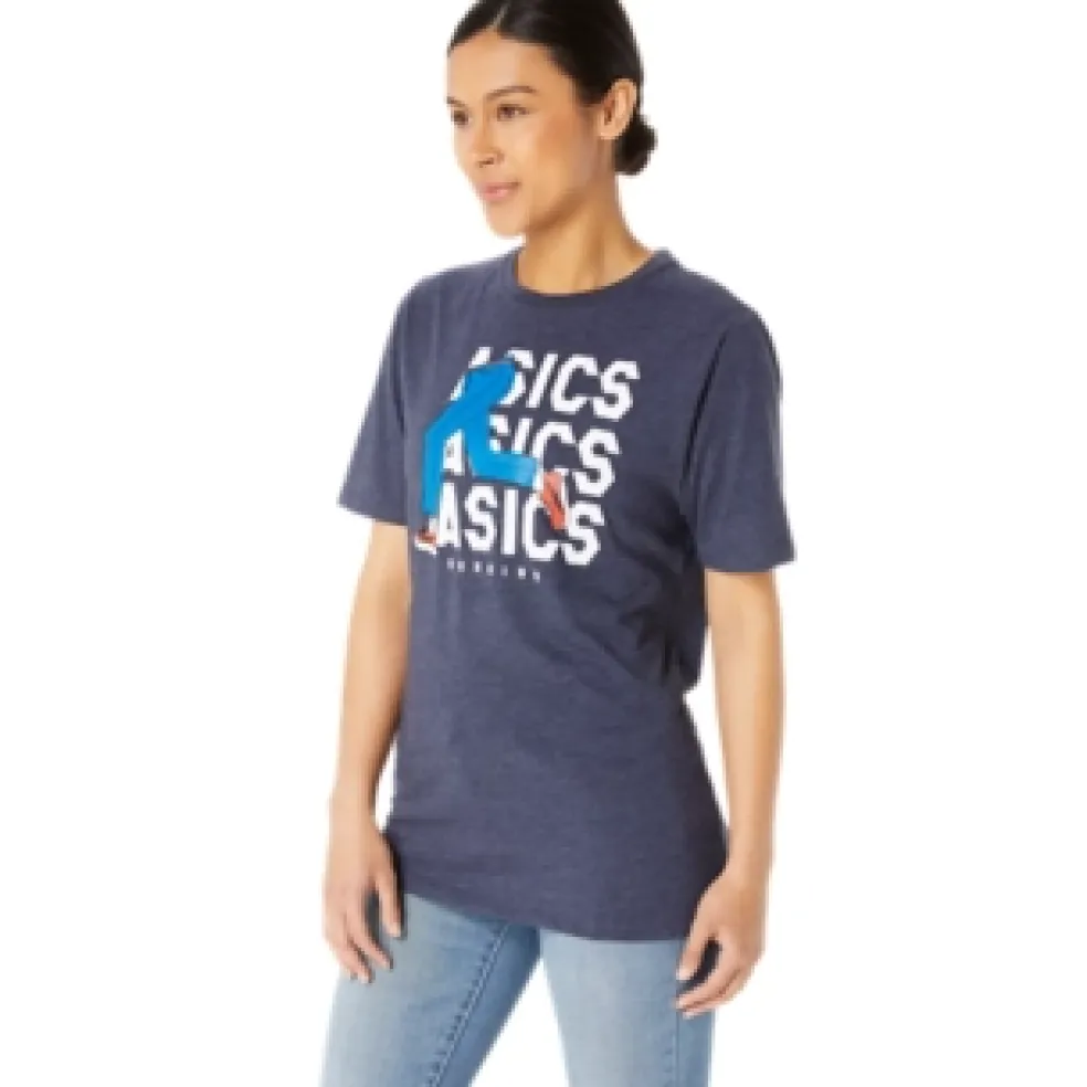 Fashion ASICS UNISEX BLUE JEAN MILE CREW TEE Peacoat Heather