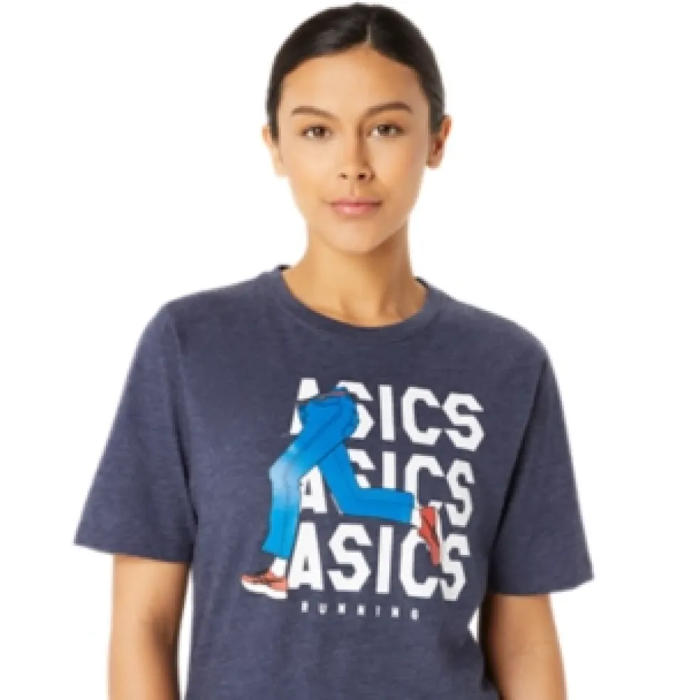 Fashion ASICS UNISEX BLUE JEAN MILE CREW TEE Peacoat Heather