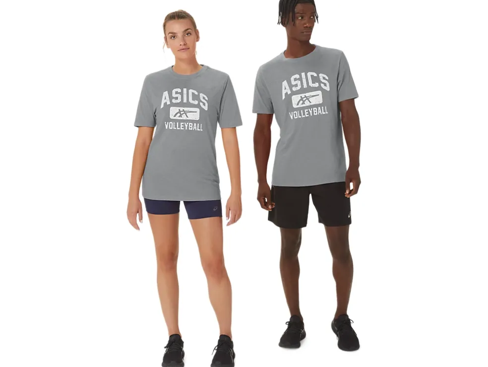 New ASICS UNISEX WRESTLING GRAPHIC TEE Mid Grey Heather