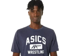 Sale ASICS UNISEX WRESTLING GRAPHIC TEE Peacoat Heather