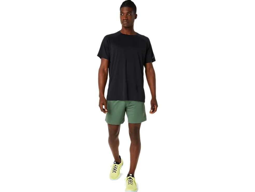 New ASICS VENTED MESH 7IN KNIT SHORTS Serpentine Green