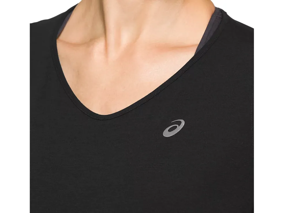 Cheap ASICS V-NECK SHORT SLEEVE TOP Performance Black