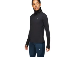 Shop ASICS WOOL RIB LONG SLEEVE TOP Performance Black/Graphite Grey