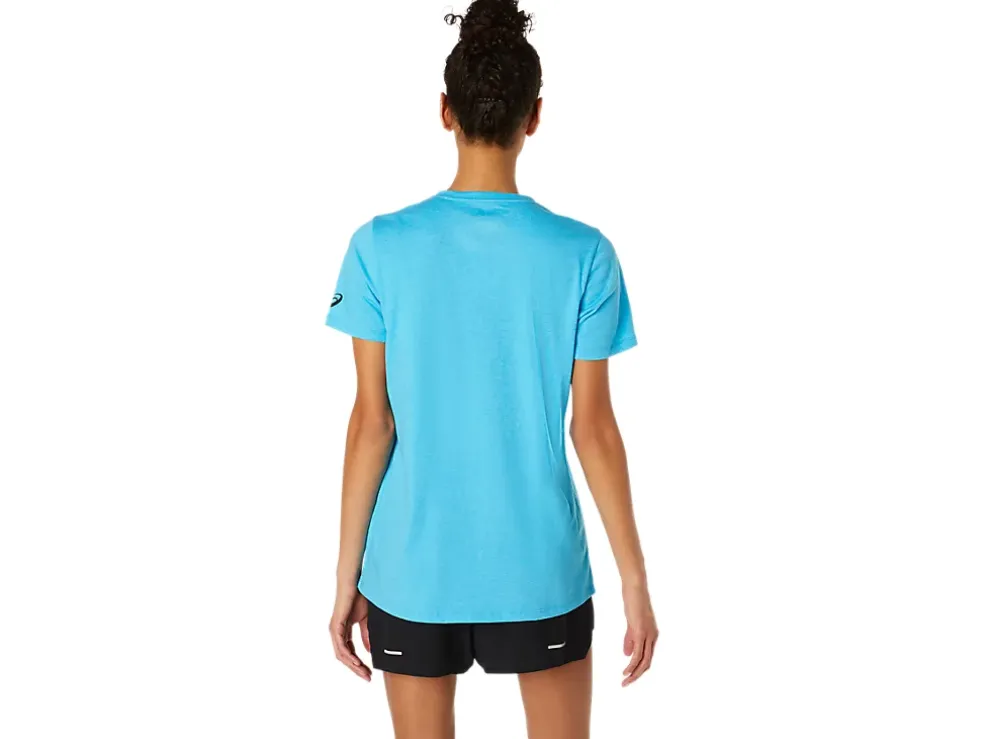 Clearance ASICS XG SHORT SLEEVE V-NECK Digital Aqua Heather