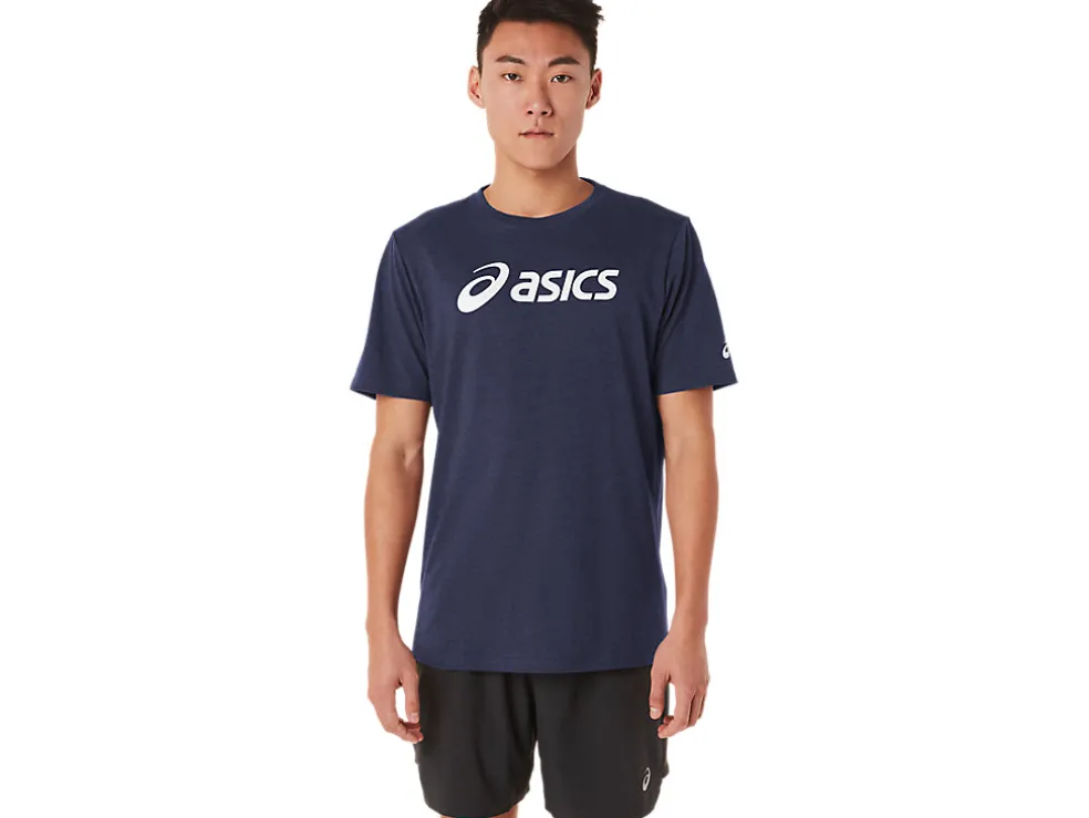 Best Sale ASICS XG SHORT SLEEVE LOCKUP LOGO TEE Peacoat Heather