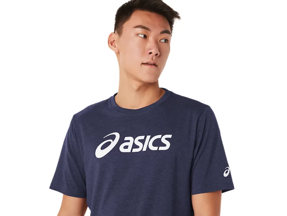 Best Sale ASICS XG SHORT SLEEVE LOCKUP LOGO TEE Peacoat Heather