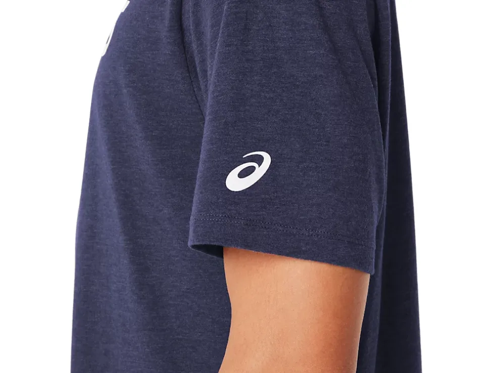Best Sale ASICS XG SHORT SLEEVE LOCKUP LOGO TEE Peacoat Heather