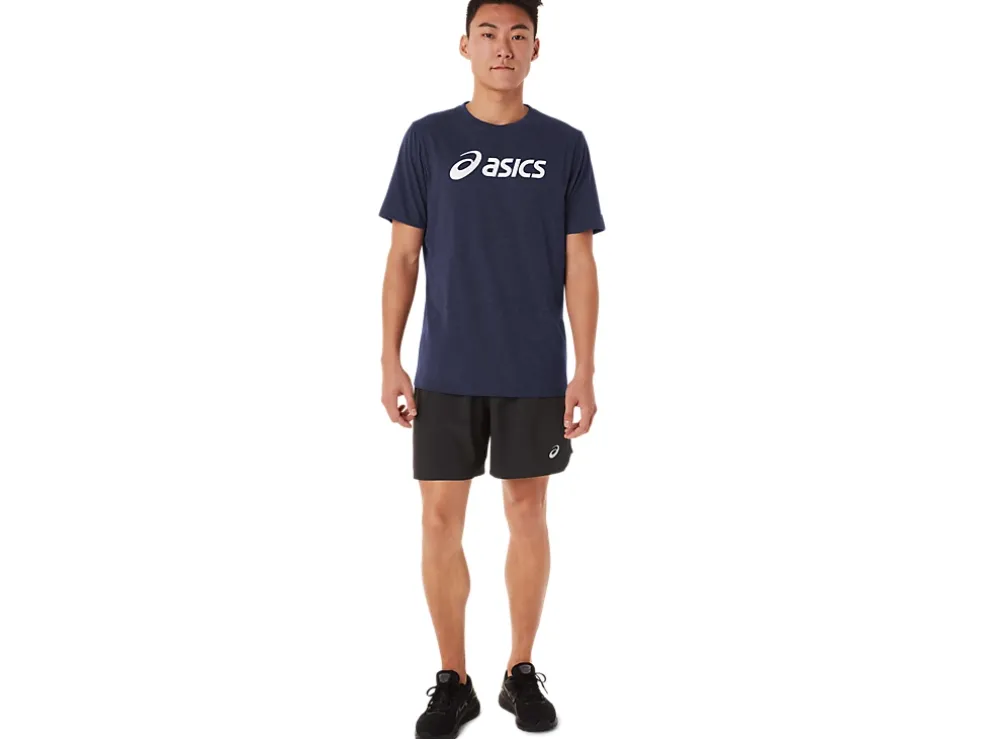 Best Sale ASICS XG SHORT SLEEVE LOCKUP LOGO TEE Peacoat Heather